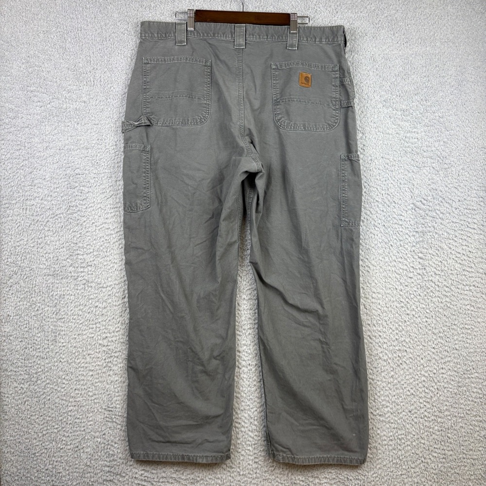 Carhartt Carpenter Pants Mens 40x29 Gray B151 FAT Dungaree Fit Canvas Workwear